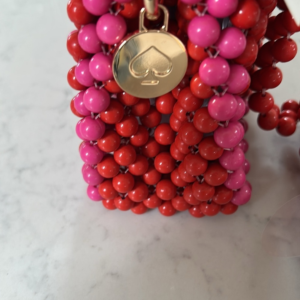 KATE SPADE x Target Colorblock Red and Pink Beaded Crossbody Handbag - Picture 2 of 6